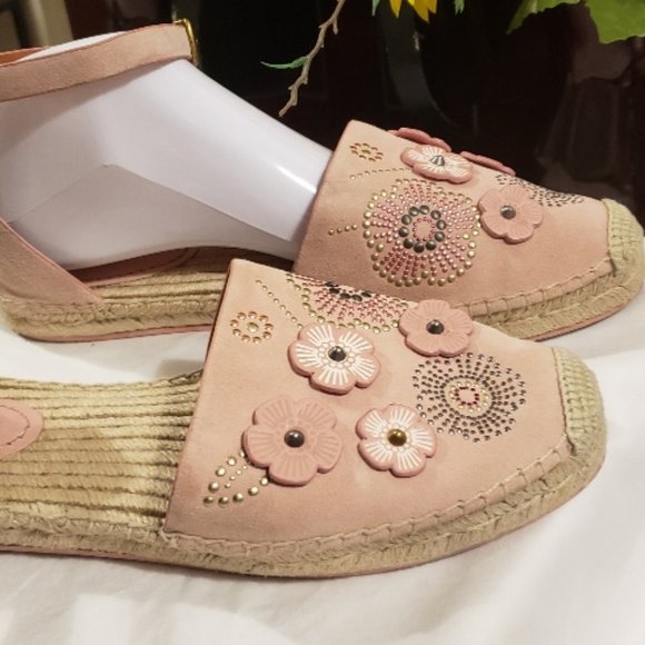 COPY - Coach Astor Ankle Strap Espadrille Flats Pink Size 10 NWT - Picture 1 of 4